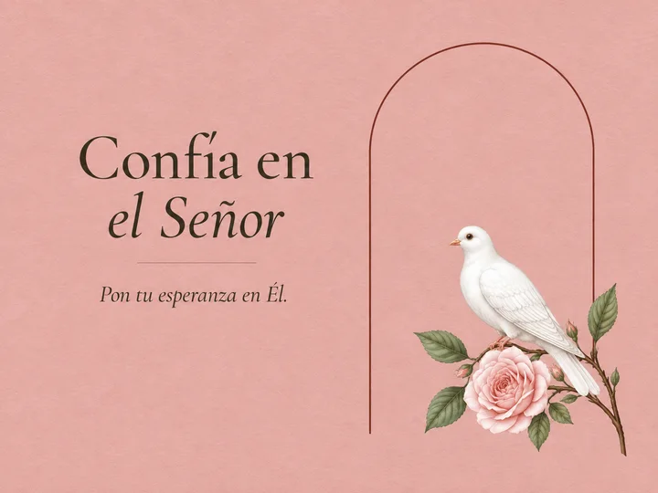 Sobre rosa de la colección Editorial con una paloma, rosas y el texto Confía en el Señor